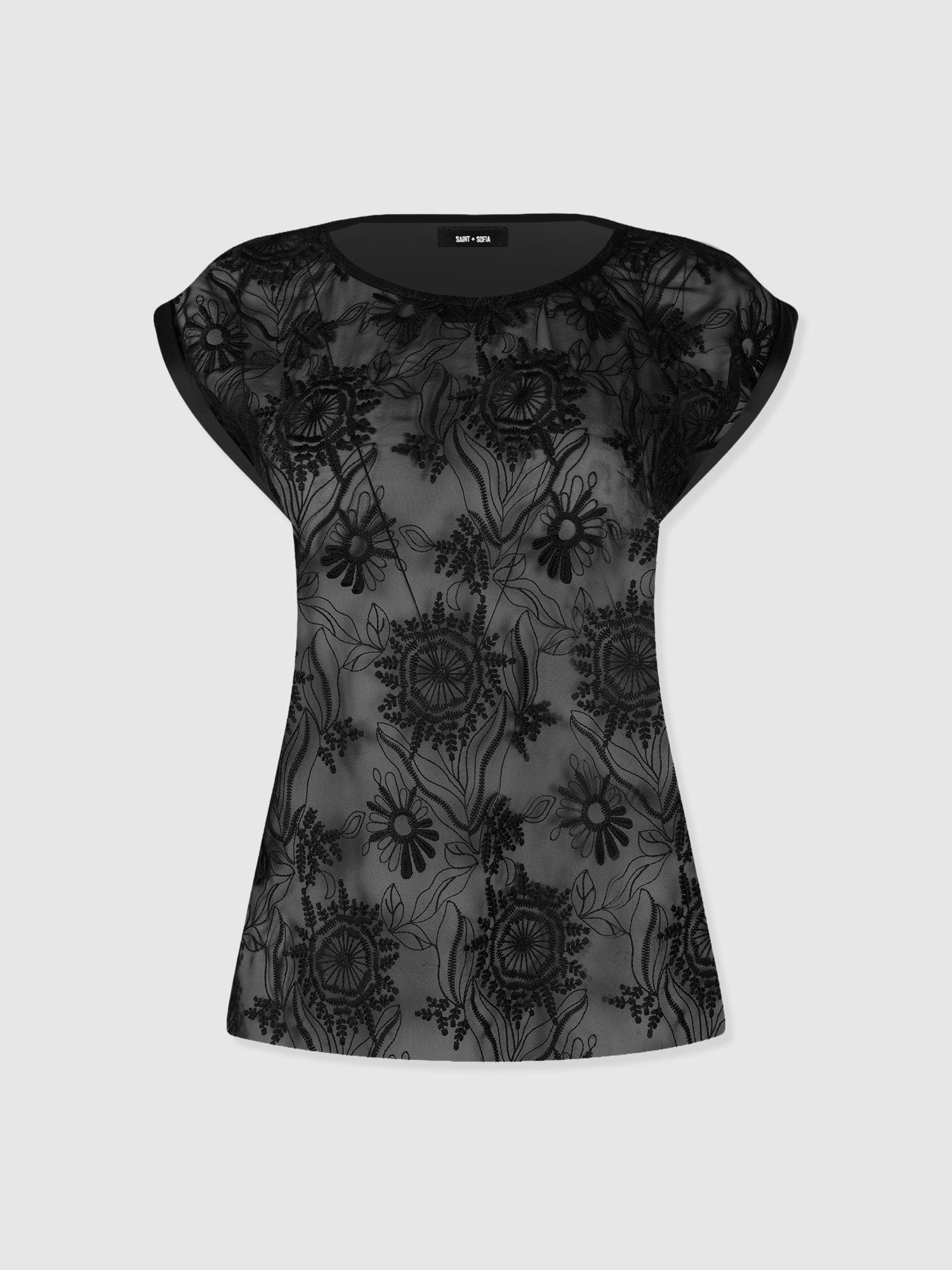 Turn Up Contrast Tee - Black Lace - Image 7