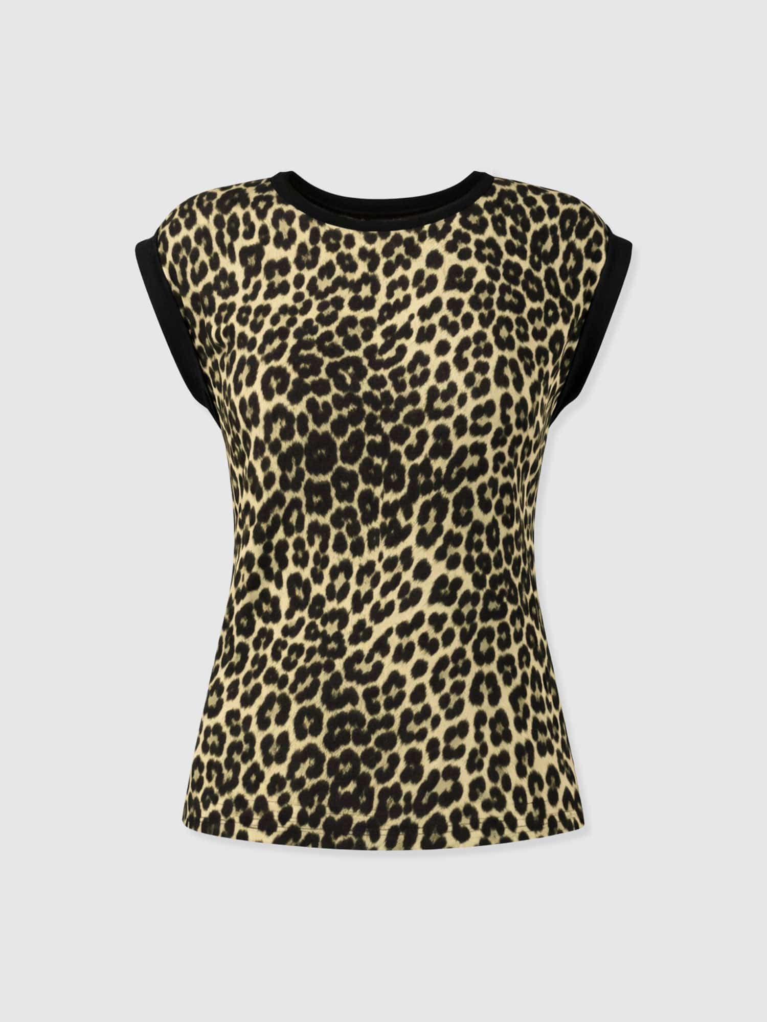 Turn Up Contrast Tee - Green Leopard - Image 7