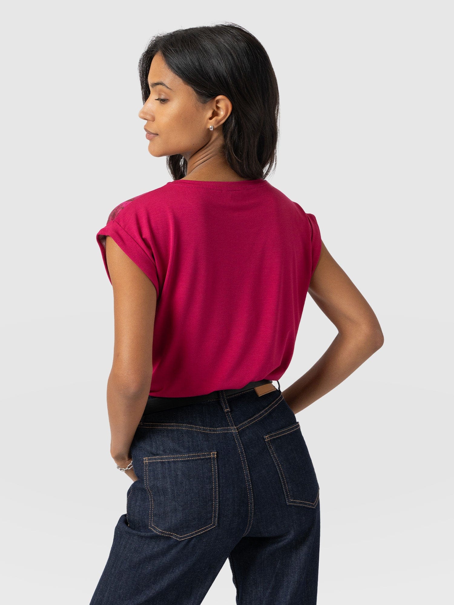 Turn Up Contrast Tee - Pink Marble - Image 6