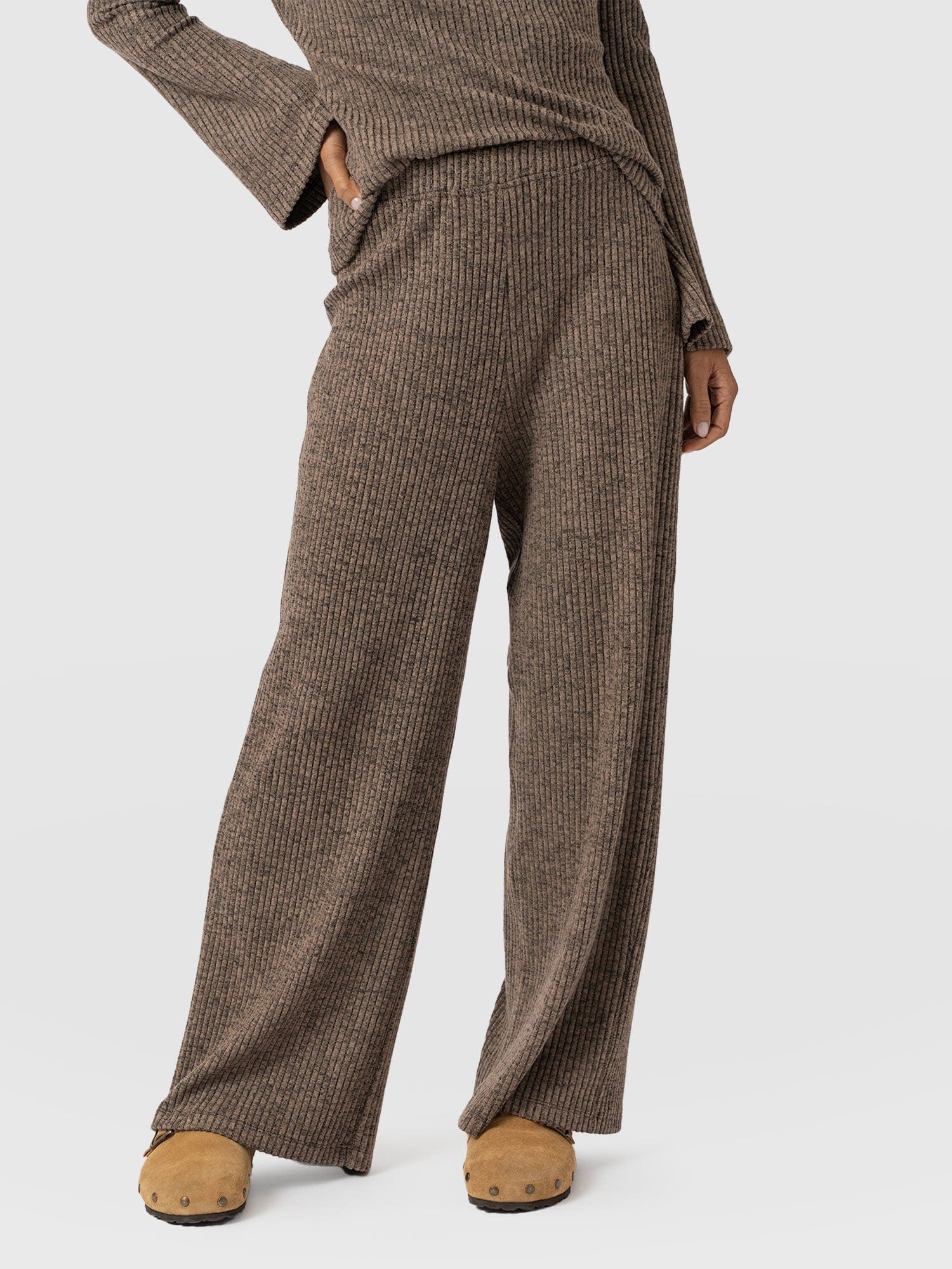 Victory Rib Wide Leg Pant - Beige - Image 2