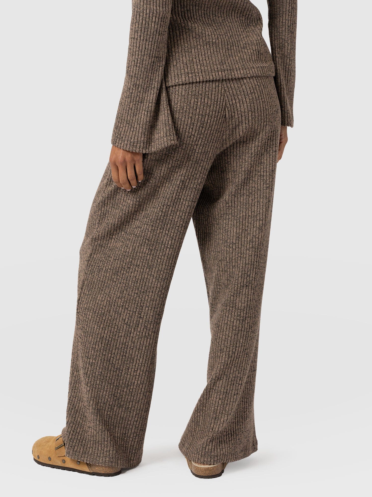 Victory Rib Wide Leg Pant - Beige - Image 6
