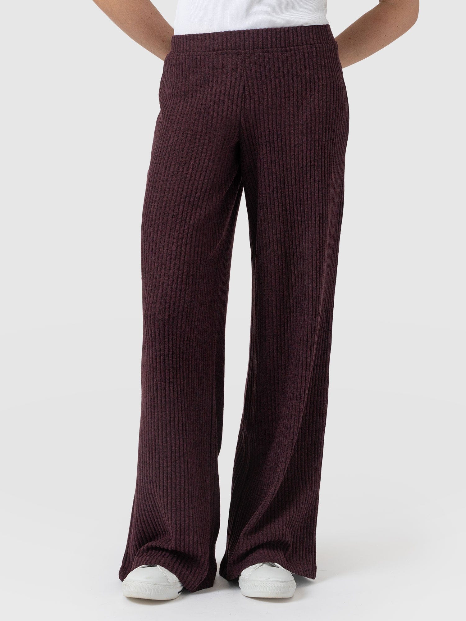 Victory Rib Wide Leg Pant - Burgundy - Image 3