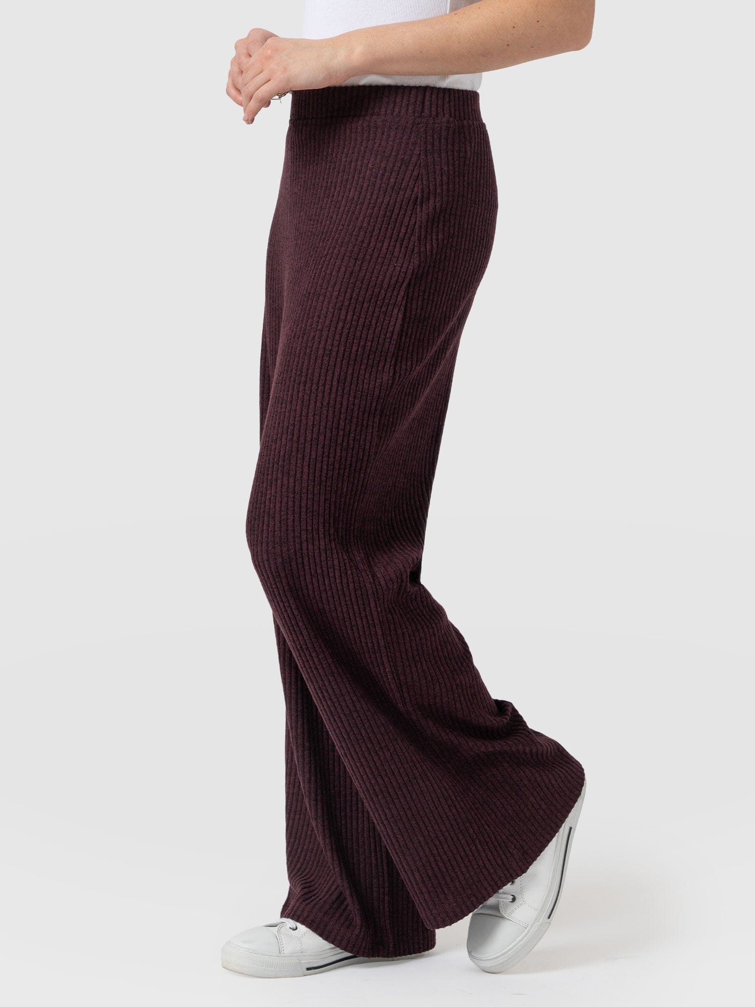 Victory Rib Wide Leg Pant - Burgundy - Image 4