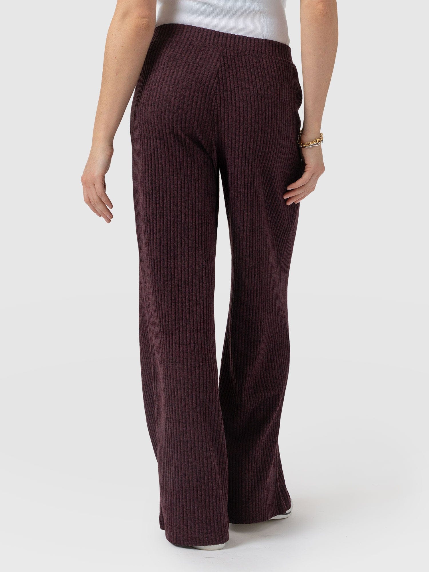 Victory Rib Wide Leg Pant - Burgundy - Image 6