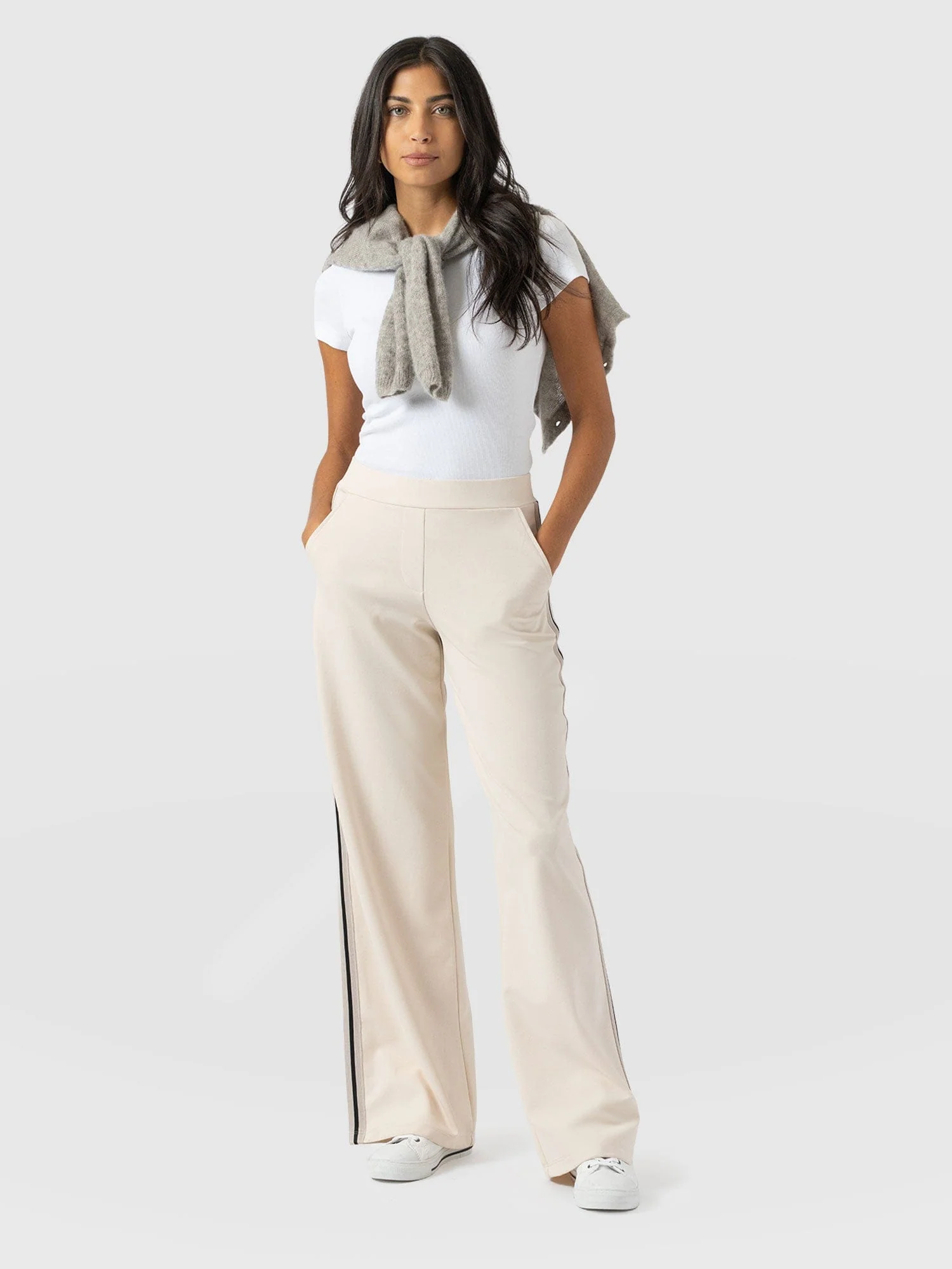 Victory Straight Leg Pant - Cream - Black Stripe
