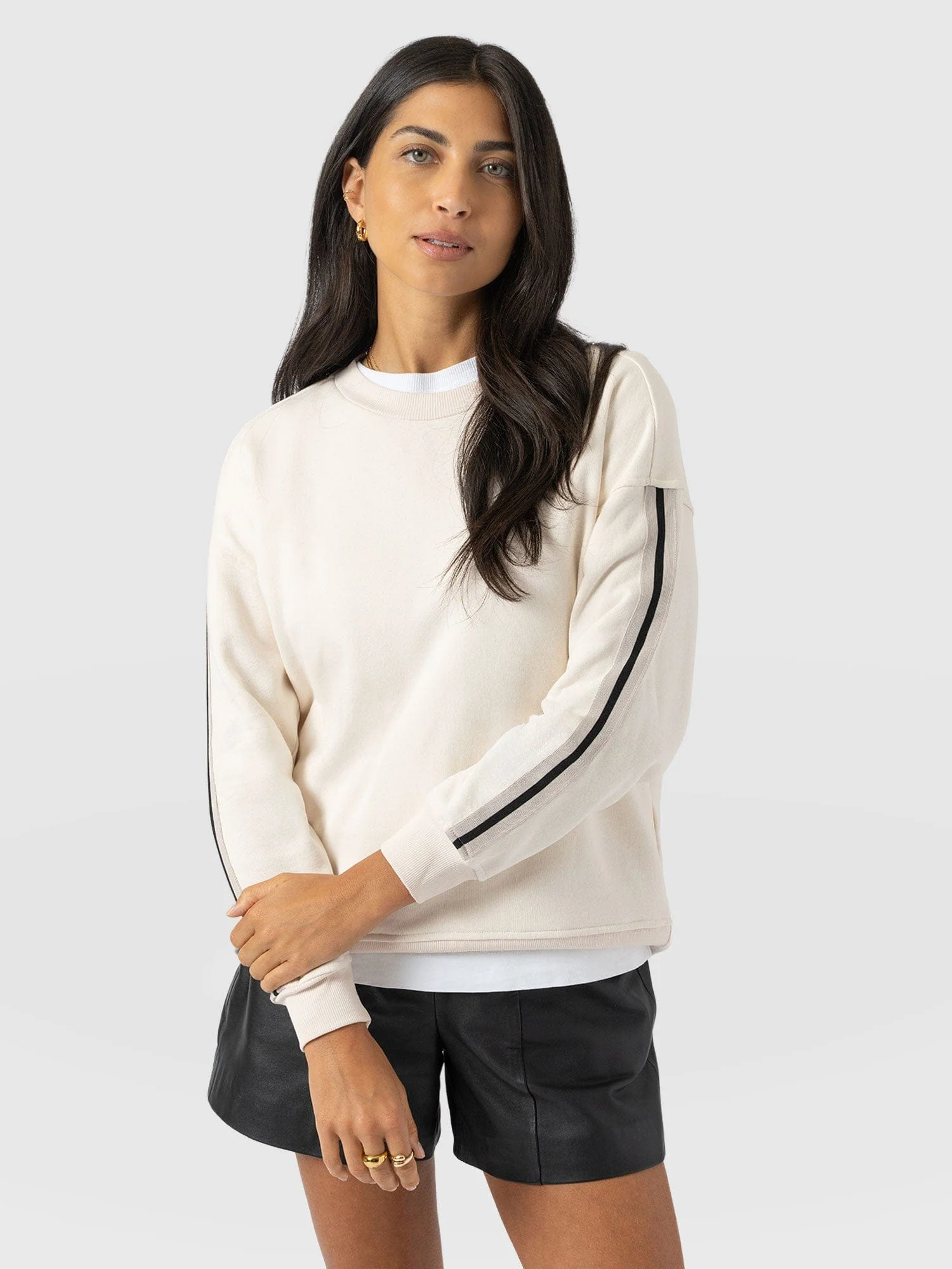 Victory Sweatshirt - Cream - Black Stripe - Image 2