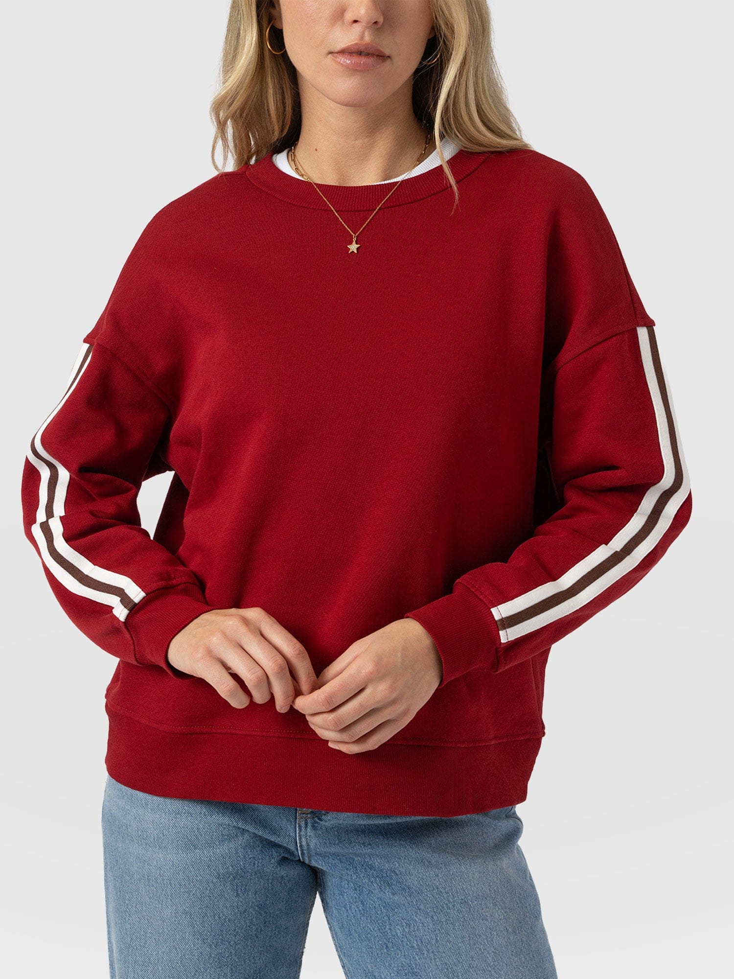 Victory Sweatshirt - Red - Brown Stripe - Image 4