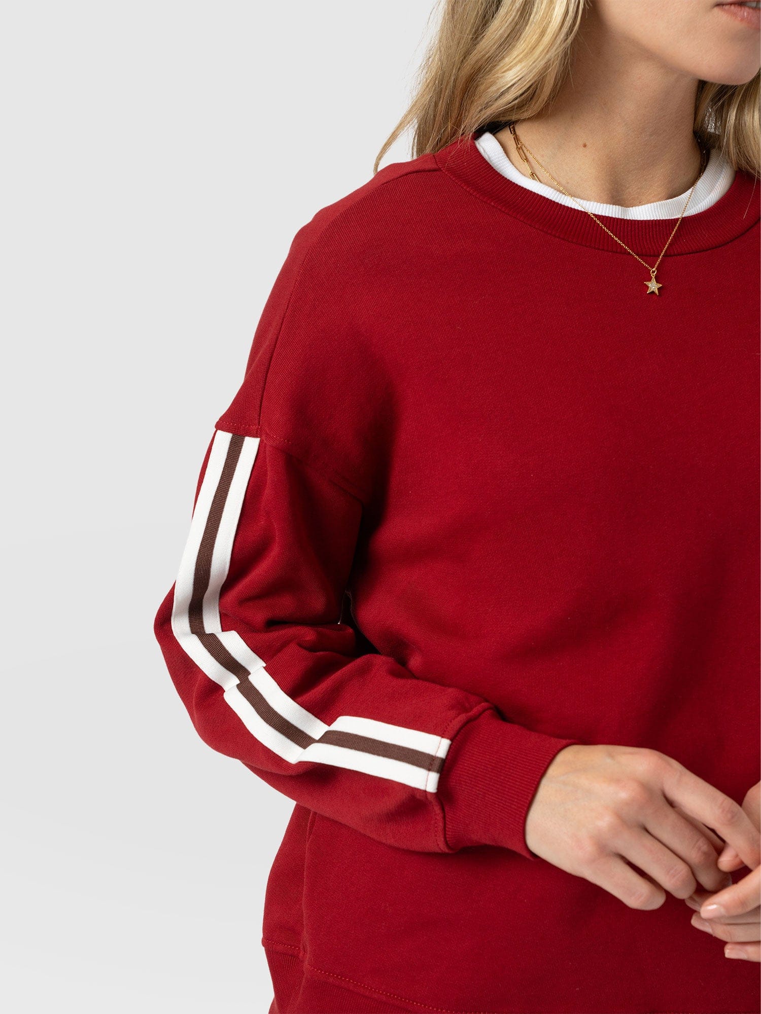 Victory Sweatshirt - Red - Brown Stripe - Image 5