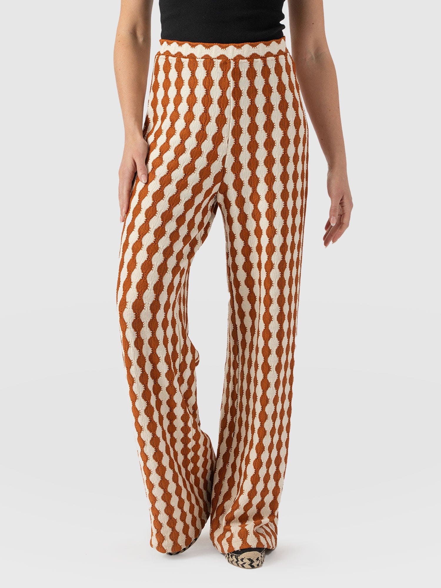 Victory Wide Leg Pant - Brown/Cream - Image 2