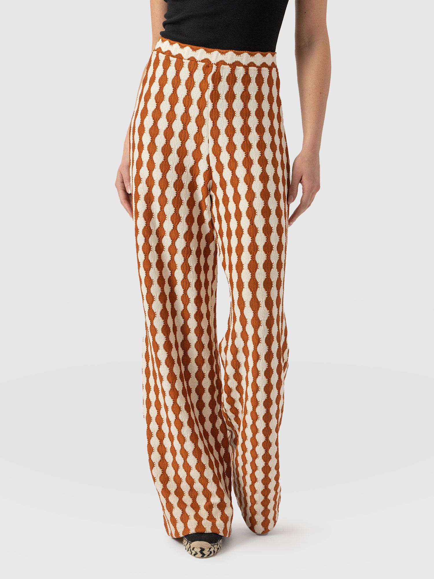 Victory Wide Leg Pant - Brown/Cream - Image 3