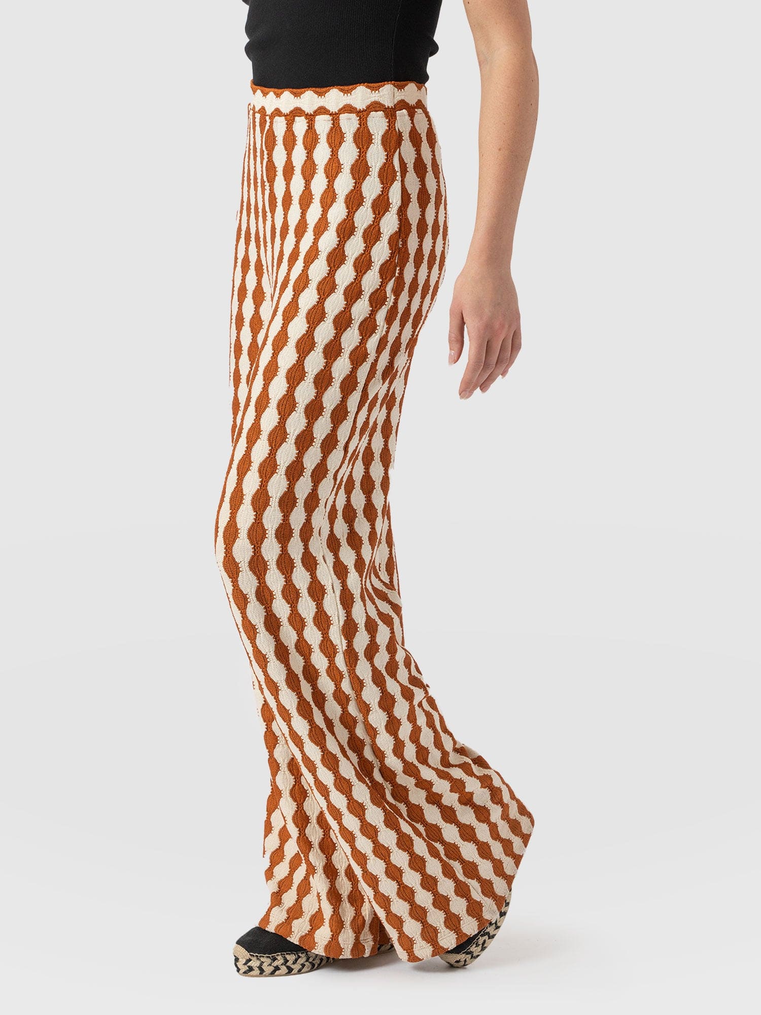Victory Wide Leg Pant - Brown/Cream - Image 5