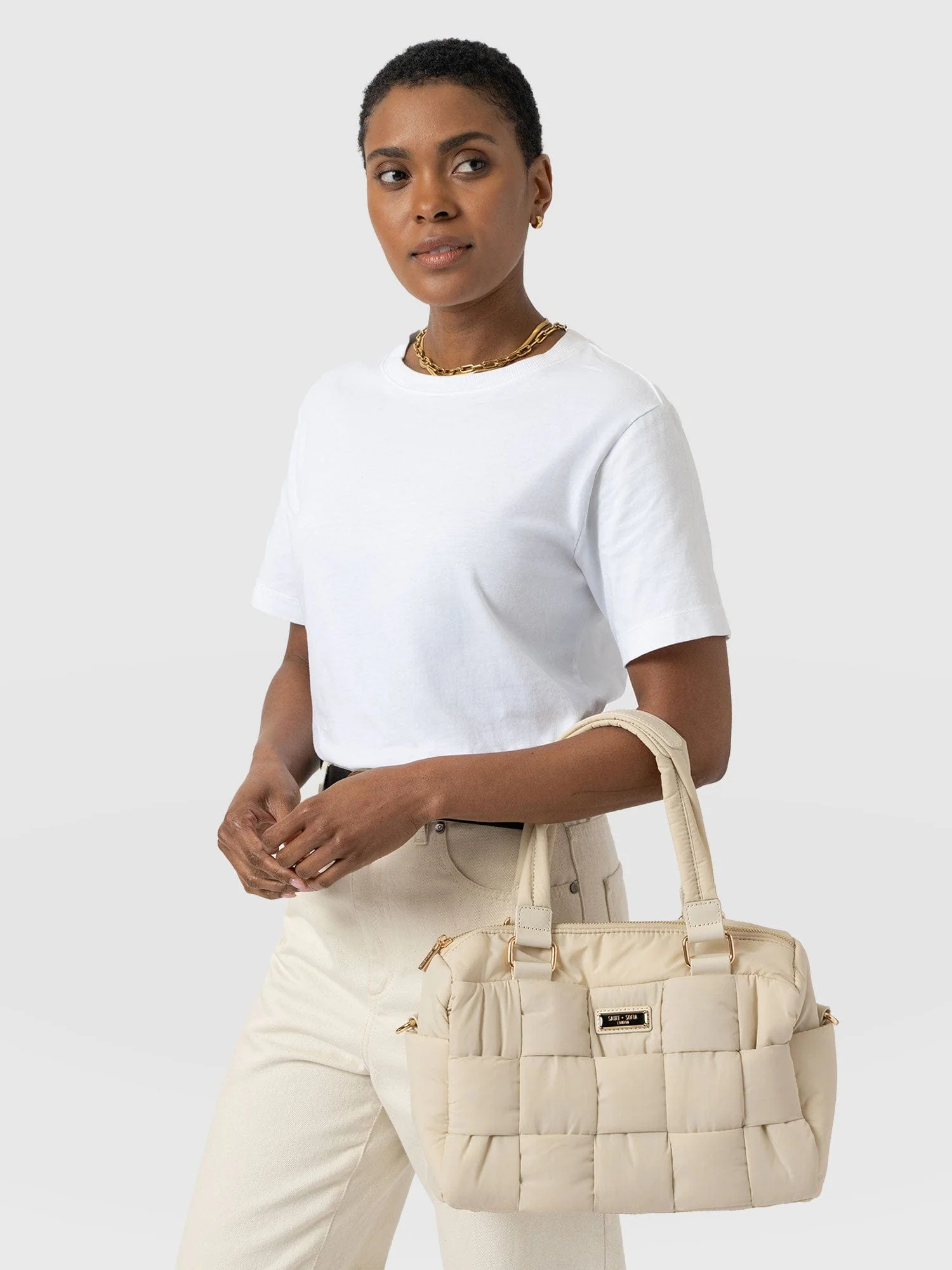 Woven Duffle Bag - Cream - Image 6