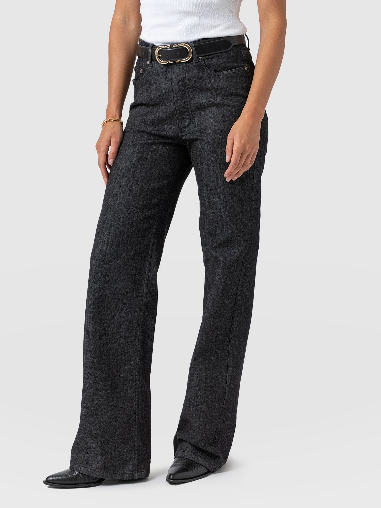 Wide Leg Jeans - Black Wash - Image 2