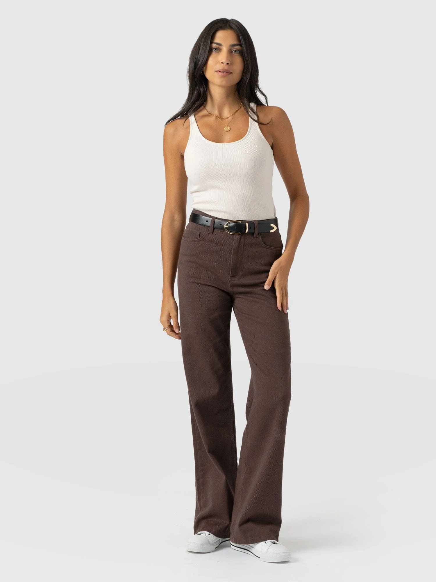 Wide Leg Jean - Brown
