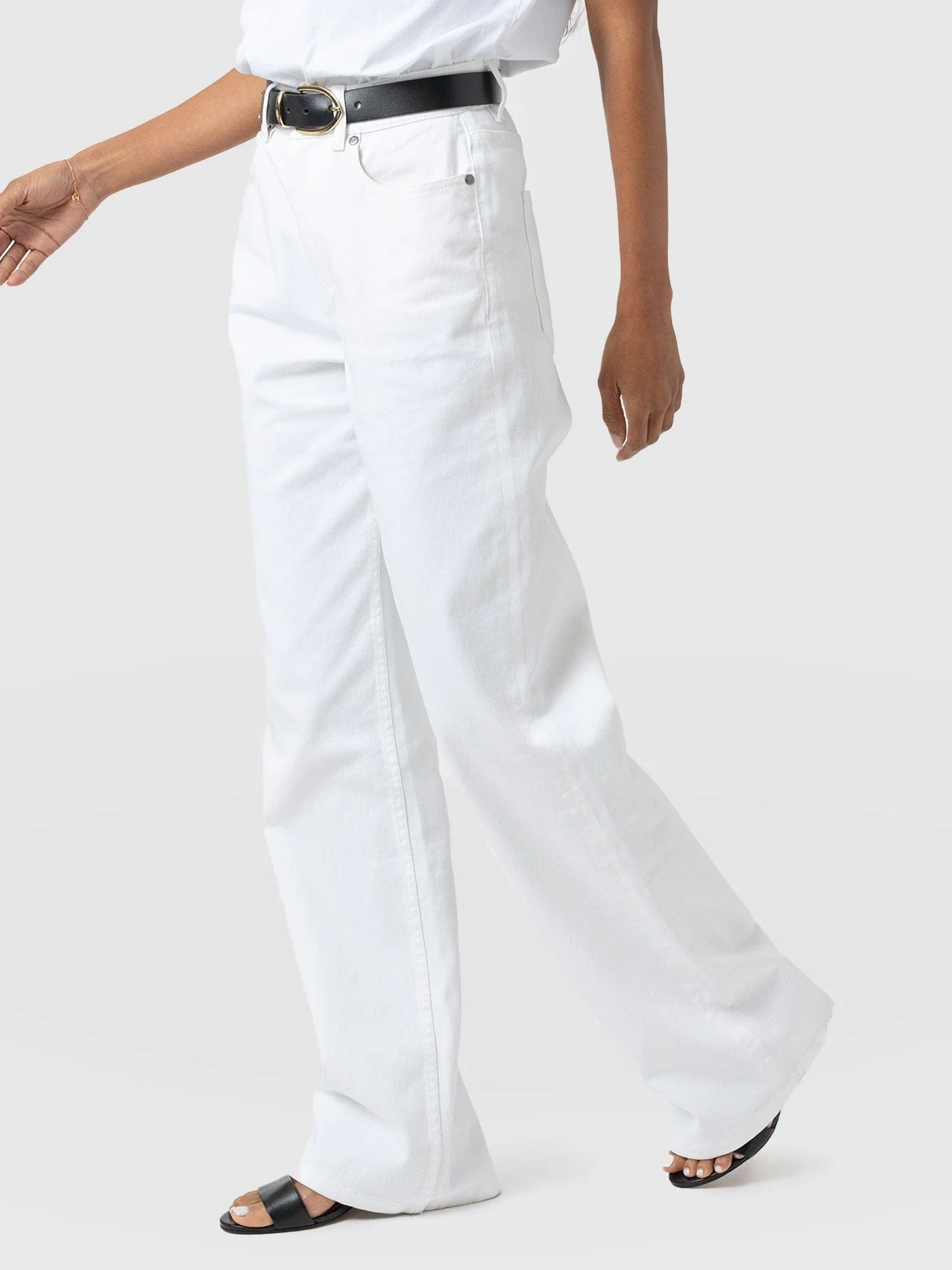 Adjustable Wide Leg Jean - White - Image 4
