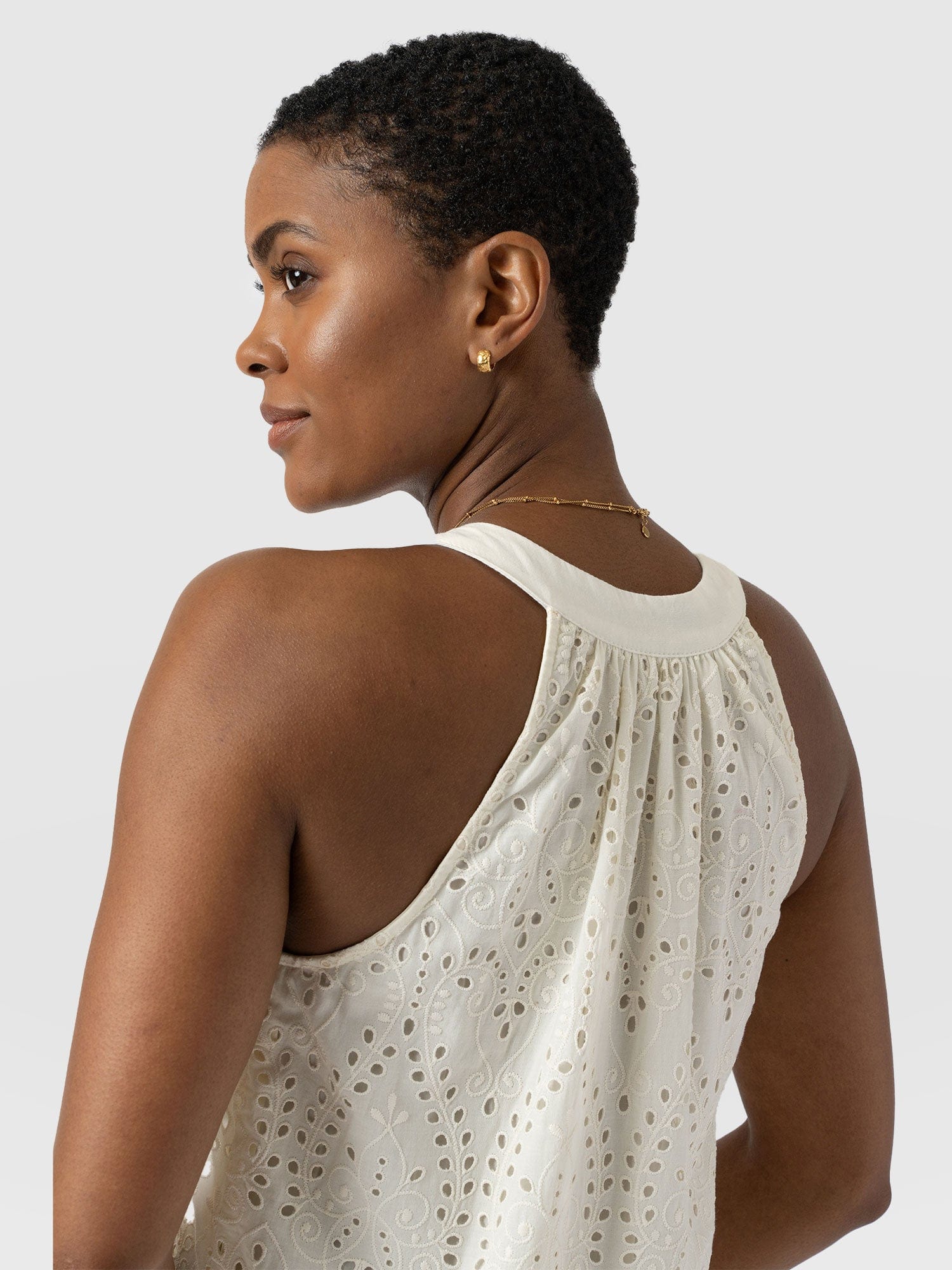 Zoey Halter Neck Dress - White Broderie - Image 5
