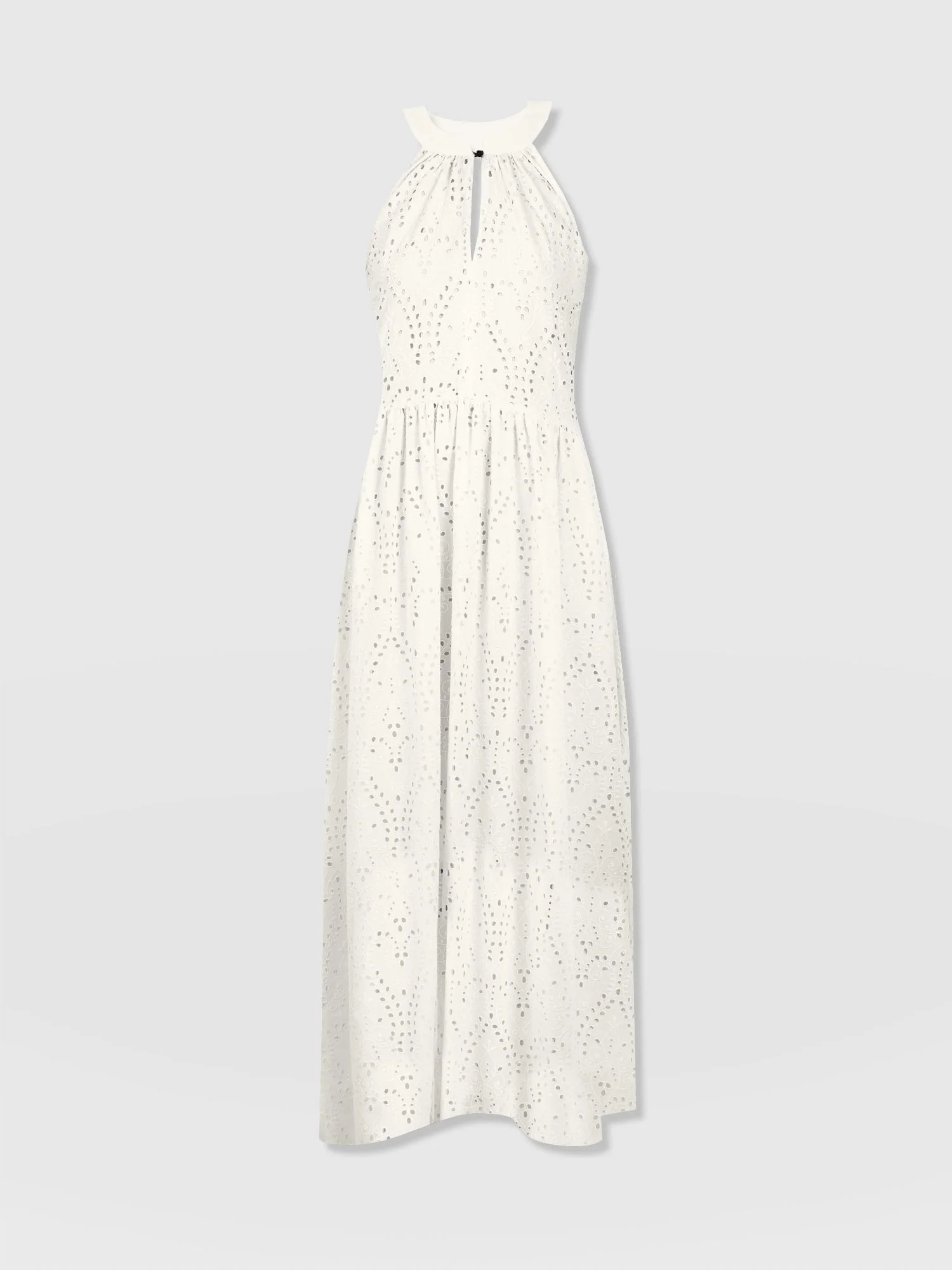 Zoey Halter Neck Dress - White Broderie - Image 7